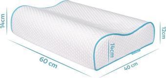 Yüksek Boyun Destekli Ortopedik Yastık Çift Boyun Destekli Visco Yastık - 60x40x14-12cm