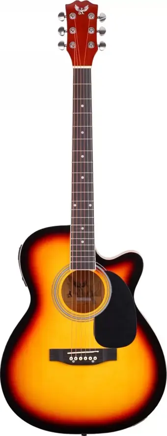 Angel Afg100ce-sb Sunburst Cutaway Elektro Akustik Gitar