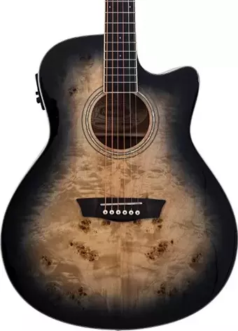 Washburn Deep Forest Burl Ace Black Fade Elektro Akustik Gitar