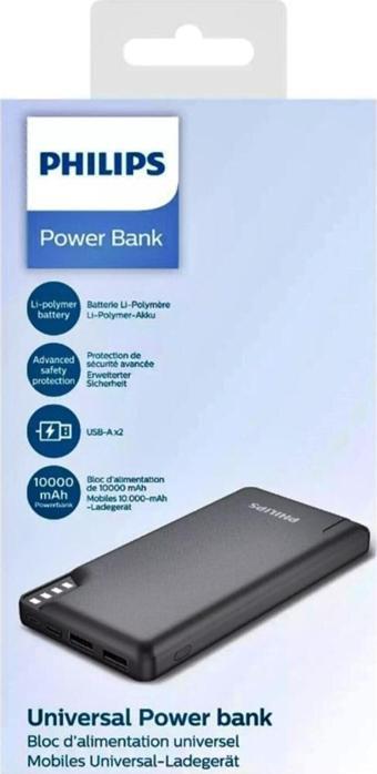 Philips 10000Mah Çift Çıkışlı Led Göstergeli Powerbank Siyah Dlp2010Nb/62