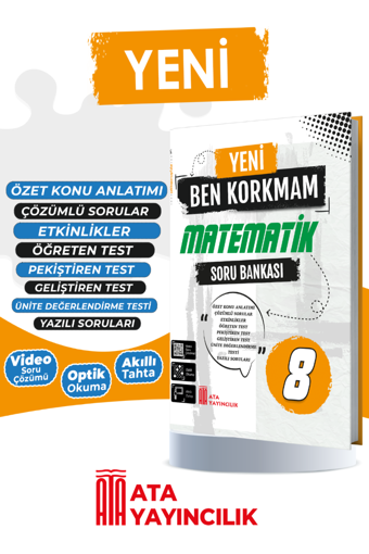 Ata Yayıncılık 8. Sınıf Yeni Ben Korkmam Matematik Soru Bankası - Ata Yayıncılık