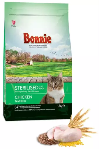 Bonnie Kısırlaştırılmış Tavuklu Kedi Maması 1,5 Kg