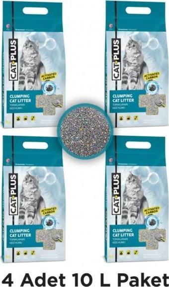 CatPlus Aktif Karbon Kedi Kumu 10 Lt x 4 Adet