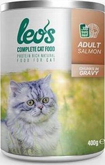 Leos Somon Parça Etli Soslu Yetişkin Kedi Konservesi 24 Adet 400 Gr