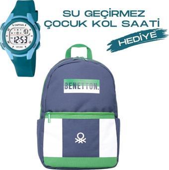 Çocuk Kol Saati Hediyeli Benetton Büyük Kapasiteli Çocuk Okul Çantası B.NT.04281