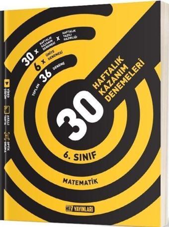 6. Sınıf Matematik 30 Haftalık Kazanım Denemeleri Hız Yayınları - Hız Yayınları