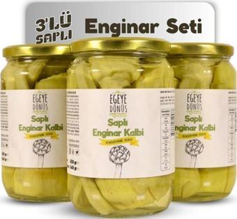 Egeye Dönüş 3'lü Saplı Enginar Konserve - Saplı Enginar Kalbi (Yemeğe Hazır) - 3 Adet * 650 Gr.