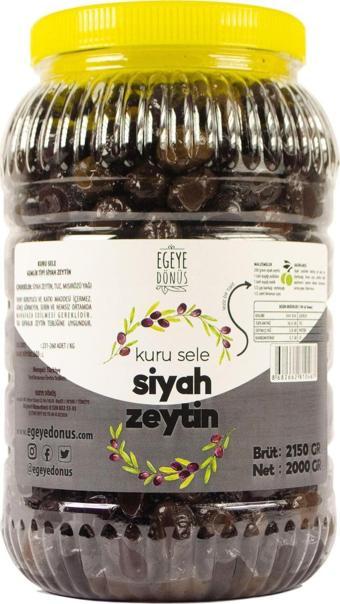 Egeye Dönüş Çok Az Tuzlu Kuru Sele Siyah Zeytin (KURUTMA SİYAH LİGHT ZEYTİN) - 2 Kg.