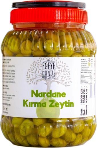 Egeye Dönüş Ev Yapımı Geleneksel Nardane Mini Boy Yeşil Kırma Zeytin - 1 Kg (NATUREL SALAMURA TUZ VE SU İÇERİR)