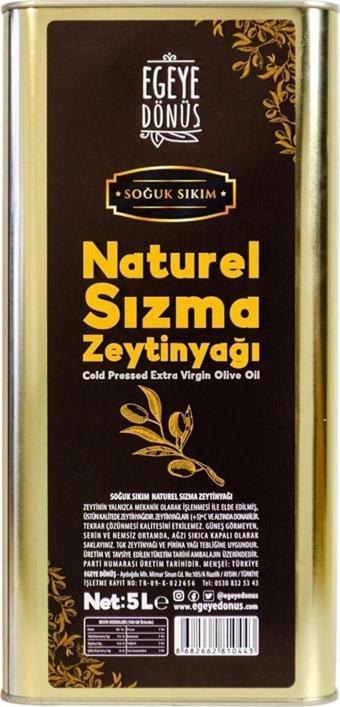 Egeye Dönüş Soğuk Sıkım Natürel Sızma Zeytinyağı Teneke (YENİ SEZON) - 5 Litre