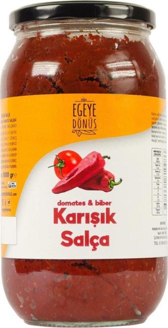 Egeye Dönüş Yöresel Evyapımı Karışık Salça Cam Kavanoz- 1 Kg. (DOMATES VE TATLI BİBER SALÇASI KARIŞIMI)