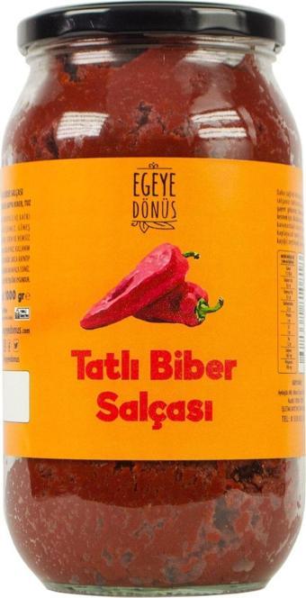 Egeye Dönüş Yöresel Evyapımı Tatlı Biber Salçası Cam Kavanoz-1kg(GELENEKSEL YÖNTEMLE ÜRETİLMİŞTİR KATKIİÇERMEZ)