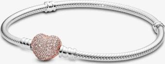 Pandora Pavé Kalp Klipsli Bileklik 586292CZ-17cm