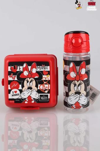 YENİ SEZON LİSANSLI MINNIE MOUSE BESLENME KABI VE TRITAN MATARA 500 ML BESLENME SETİ