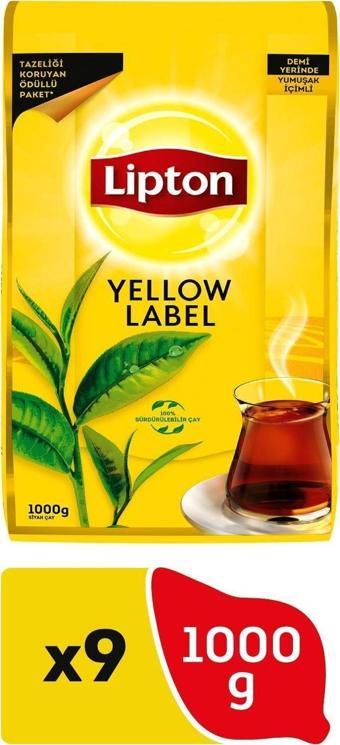 Lipton Yellow Label Dökme Siyah Çay 1000 gr x 9 Adet