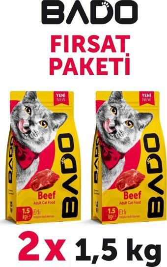 Bado Yetişkin Kedi Maması Etli Biftekli 1,5 Kg 2'li