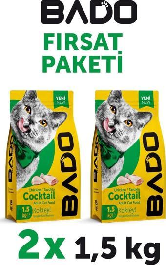 Bado Yetişkin Kedi Maması Kokteyl 1,5 Kg 2'li