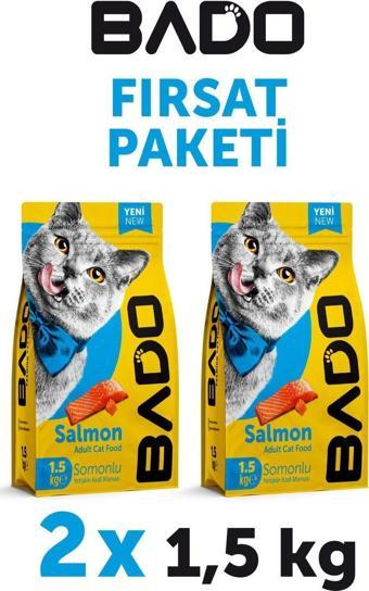 Bado Yetişkin Kedi Maması Somonlu 1,5 Kg 2'li