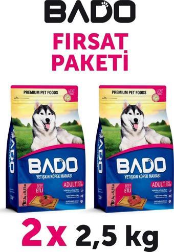 Bado Yetişkin Köpek Maması Etli Biftekli 2,5 Kg 2'li