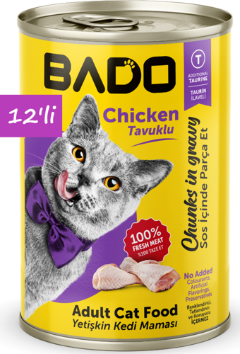 Bado Yetişkin Yaş Kedi Maması Tavuk Etli 400Gr 12'li