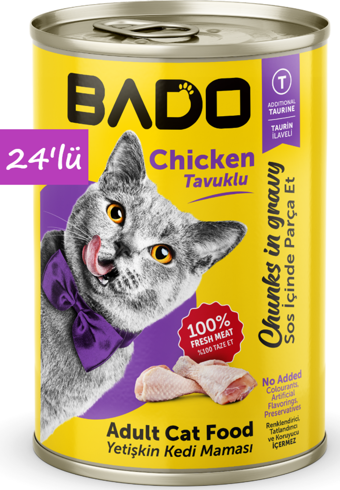 Bado Yetişkin Yaş Kedi Maması Tavuk Etli 400Gr 24'lü