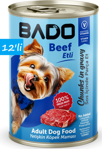 Bado Yetişkin Yaş Köpek Maması Etli 400Gr 12'li 