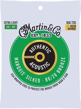 Martin MA170S Akustik Gitar Teli 10-47 Marquis Silked 80.20 Bronze Authentic Extra Light