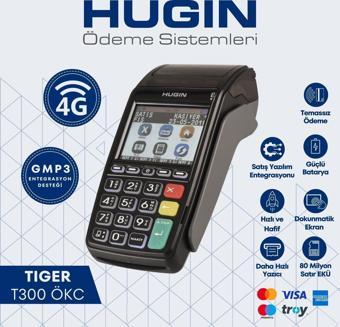 HUGIN Tiger T300 4G Bağlantılı Yeni Nesil Yazar Kasa Pos Cihazı (10 ADET POS RULOSU HEDİYELİ)