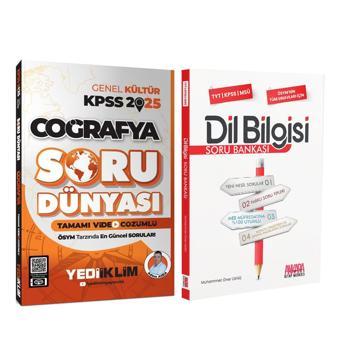 Yediiklim 2025 KPSS Coğrafya Soru Dünyası ve AKM Dil Bilgisi Soru Bankası Seti 2 Kitap - Yediiklim Yayınları