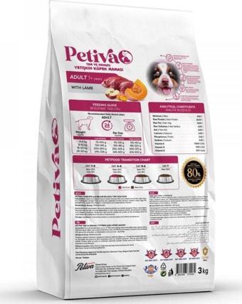 Petiva Kuzu Etli Yetişkin Köpek Maması 3 Kg