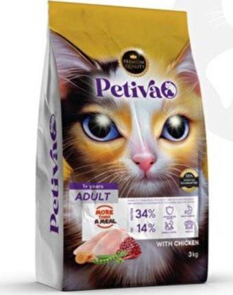 Petiva Yetişkin Tavuk Etli Kedi Maması 3 Kg