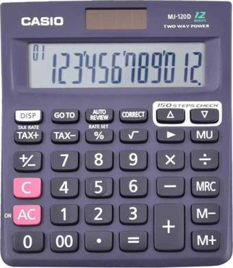 Casio Mj-120D Plus İşlem Kontrollü Mavi 12 Hane Masa Üstü Hesap Makinesi