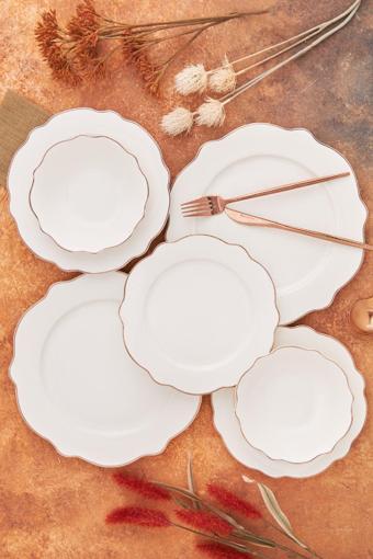 Karaca Almond Rose Line 24 Parça 6 Kişilik Porselen Yemek Takımı