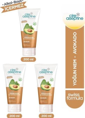 Cire Aseptine Soft Prebiyotik Avokado El,Yüz ve Vücut Kremi 200 Ml 3 Adet
