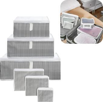 Piev Seyahat Yolculuk Valiz Bavul Düzenleyici Organizer 6 Lı Set Gri Çizgili