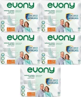 Evony Hasta Bezi Yetişkin Bel Bantlı Tekstil Yüzey L-Büyük Boy 150 Adet (5Pk*30)