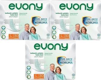 Evony Hasta Bezi Yetişkin Bel Bantlı Tekstil Yüzey L-Büyük Boy 90 Adet (3Pk*30)