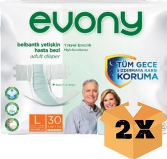 Evony Premium Esnek Belbantlı Yetişkin Hasta Bezi Large 30'Lu 2 Adet