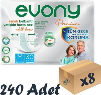 Evony Premium Esnek Belbantlı Yetişkin Hasta Bezi Medium 30’Lu 8 Paket 240 Adet