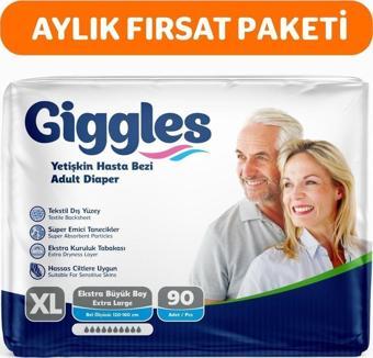 Giggles Yetişkin Bel Bağlamalı Hasta Bezi Extralarge 30'Lu 3 Paket 90 Adet