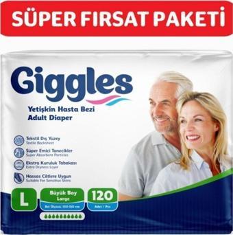 Giggles Yetişkin Bel Bantlı Hasta Bezi Large 120 Adet