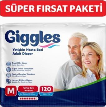 Giggles Yetişkin Bel Bantlı Hasta Bezi Medium 120 Adet