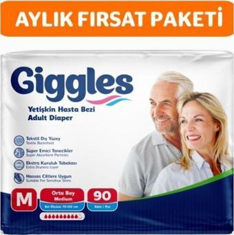 Giggles Yetişkin Bel Bantlı Hasta Bezi Medium 90 Adet