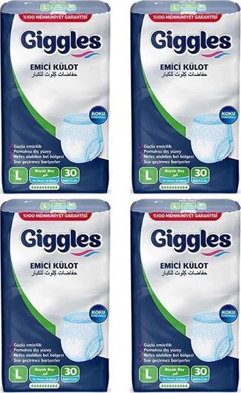 Giggles Yetişkin Emici Külot Large 30'Lu 4 Paket (120 Adet)