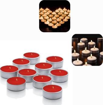 Piev Tea Lights Dekoratif Süs Romantik Mum 100 Lü Paket Kırmızı