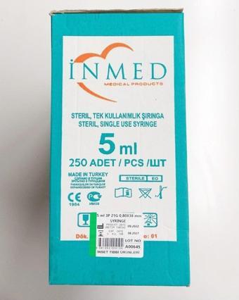 İnmed Enjektör Iğneli 0,80X38 Mm 5 Ml 3P 21G Koli 1000 Adet