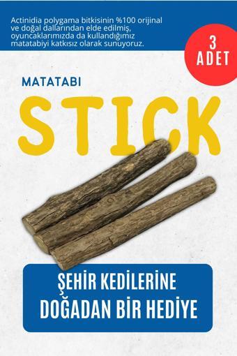 Pawdaz Matatabi - Stick (Kalın - 3'Lü) Diş Temizlemeye Ve Stres Gidermeye Yardımcı Doğal Oyuncak