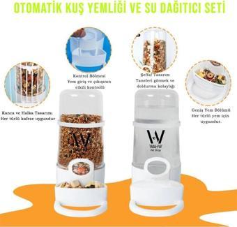 Wahw Pet Kuş Kafesi Su İçme ve Besleme Silo Suluk, Mamalık, 300gr yem ve 400gr su kapasiteli