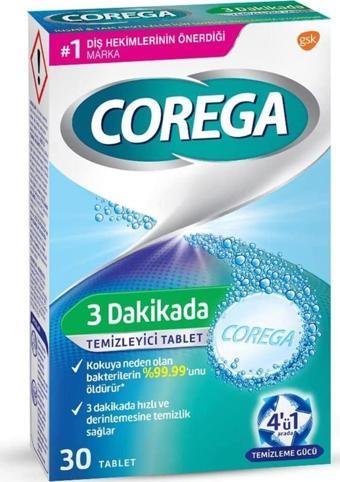 Corega 3 Dakikada Diş Protezi Temizleyici 30 Tablet