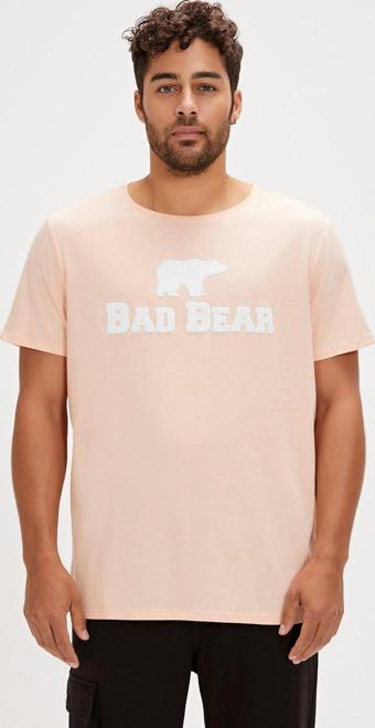 Bad Bear Tee Pembe Logo Baskılı Erkek Tişört